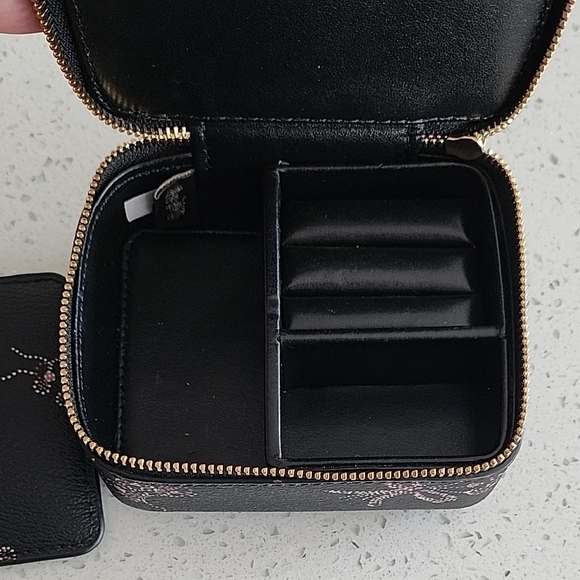 Coach Black and Pink Floral Cosmetic Bag - Picture 3 of 4